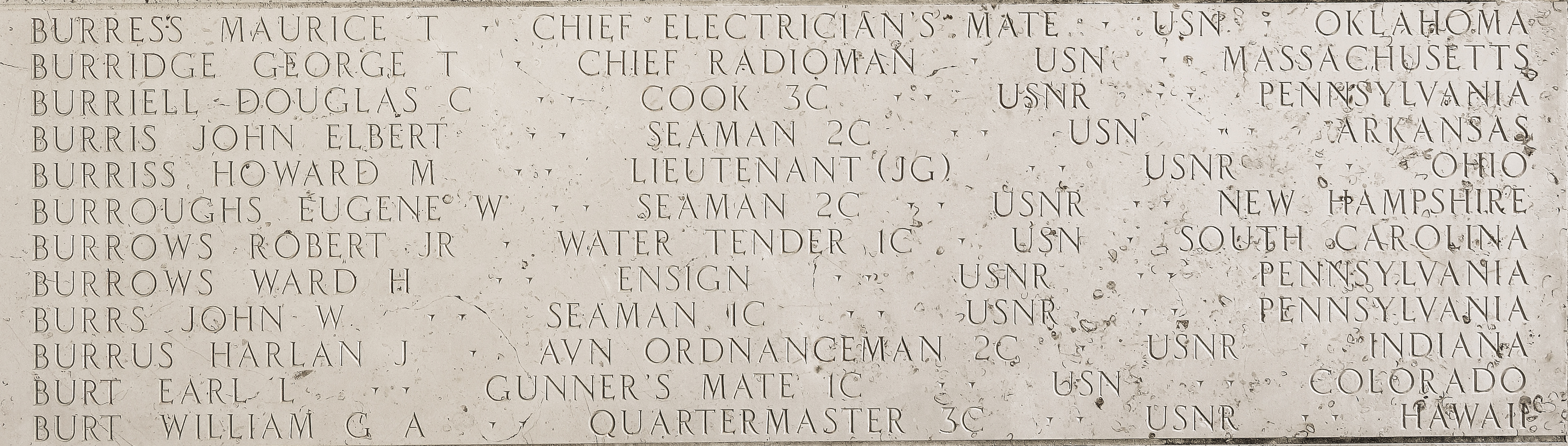 William G. A. Burt, Quartermaster Third Class